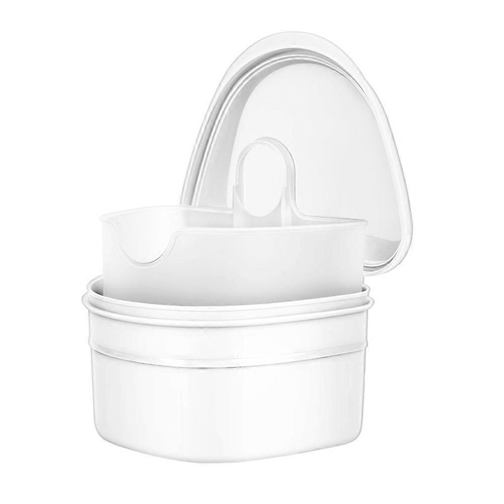Denture Care Box Denture Storage Box Case Teeth Filter with Hole for False Teeth Use (White)
