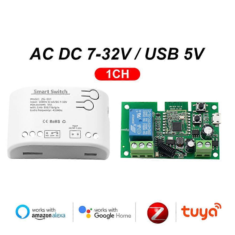 2ch Smart Wifi Switch Module 12v 24v 220v USB 5V Breaker Work With Tuya App Alexa Google Home