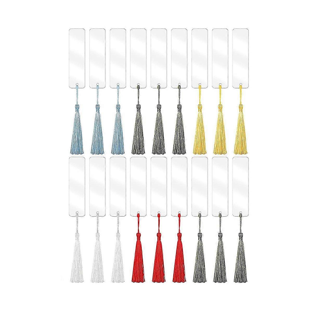 Acrylic Bookmark Blanks,30Pcs Clear Acrylic Craft Bookmarks with 30 Pcs Multicolour for Gift DIY Bookmarks Crafts