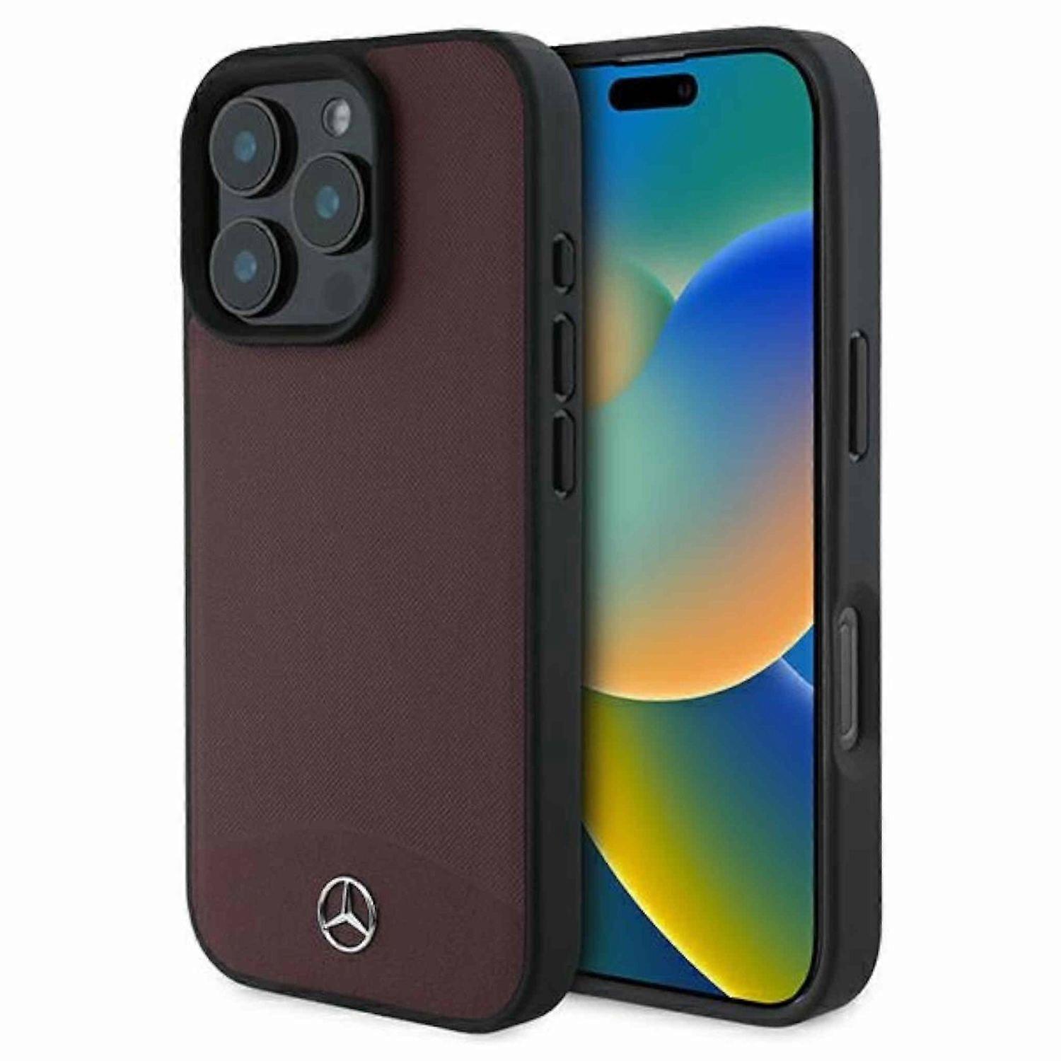 Mercedes Apple iPhone 16 Pro Hardcase Textured Plain Leather MagSafe