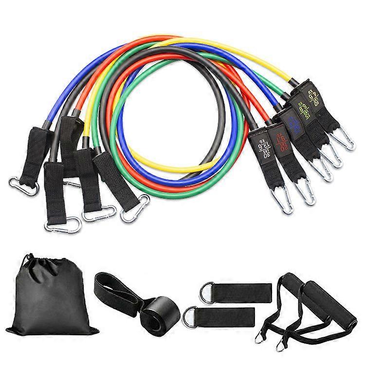 Exercise Resistance Bands with Handles - 5 Fitness Workout Bands Training Tubes with Large Handles, Ankle Straps, Door Anchor, Bag