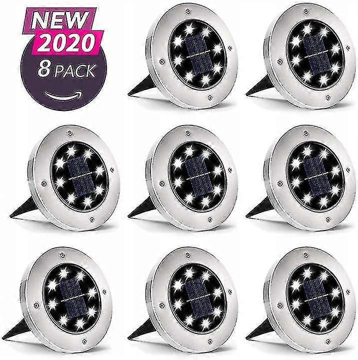8pcs led underground light white light solar lawn light landscape light
