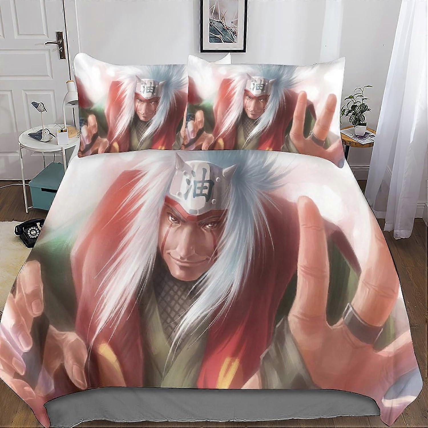 Naruto Duvet Cover Set, with Pillowcases Microfiber Anime Bedding Set with Zipper Closure 3 Pieces for Teens and Adults Double