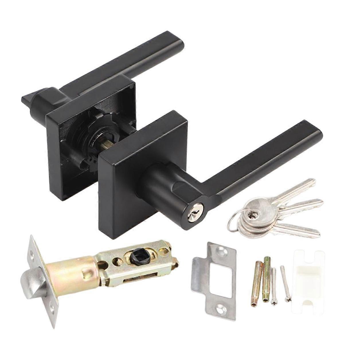 1 Set American Door Lock 3-Lever Type Entry Lever Door Handle Lock with Key for Hall for Front&Exte