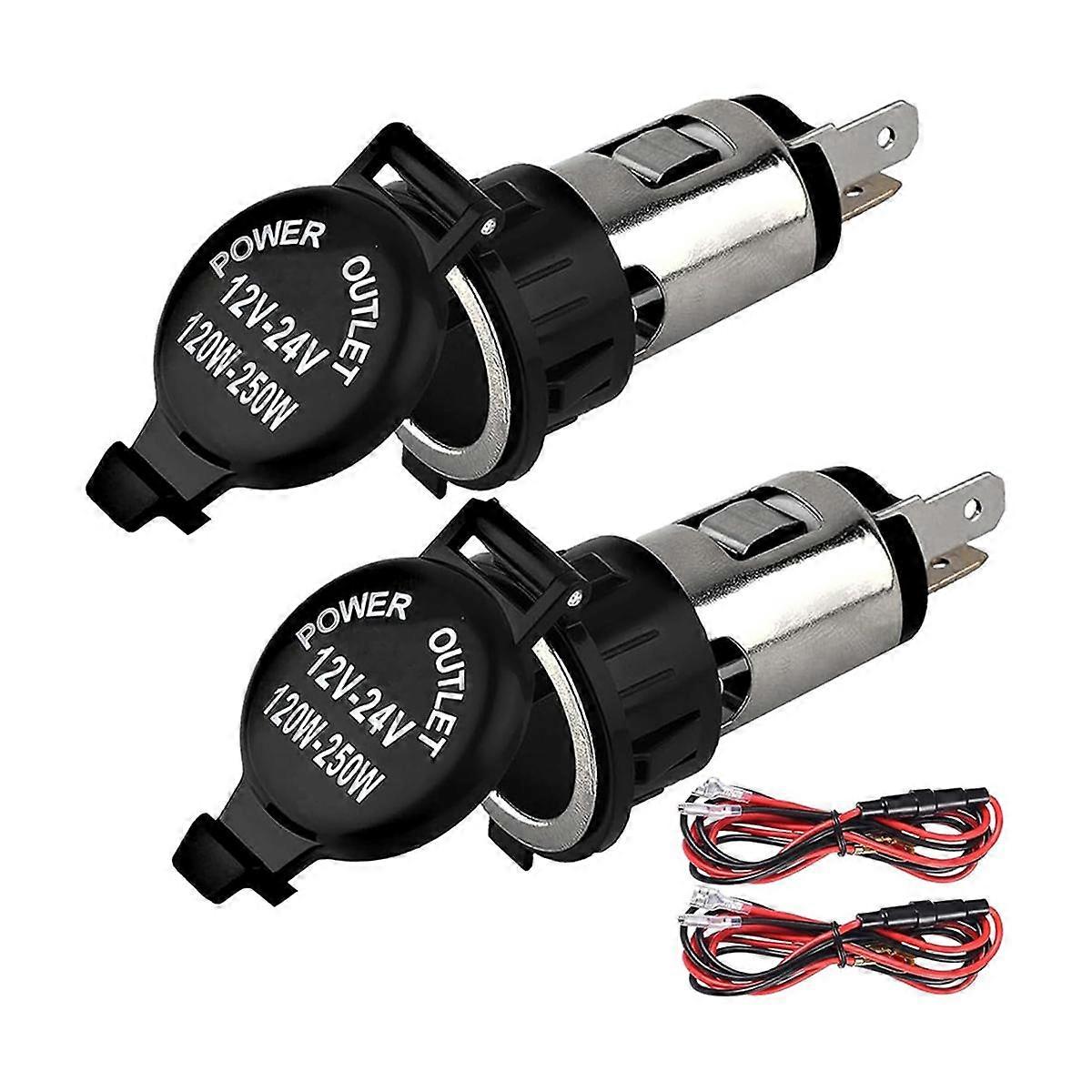 Cigaretter Lighter Socket, DC 12V Car Cigaretter Lighter, with Cover Wiring Harness Waterproof for