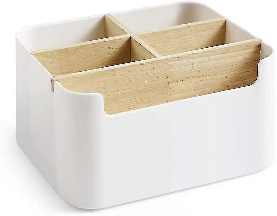 Desk Organizer Box, 5 Compartments Desk Organizer, Remote Control Storage Box, For Makeup Brush Scissors Remote Control Skin Care Products Home Office