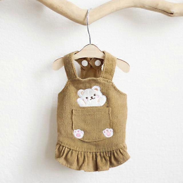 חצאית מתלי דובים בגדי חתולים וכלבים בגדי סתיו וחורף שרוולים מעופפים בסיס קורדרוי חצאית נסיכה חמודה בגדי חיות מחמד