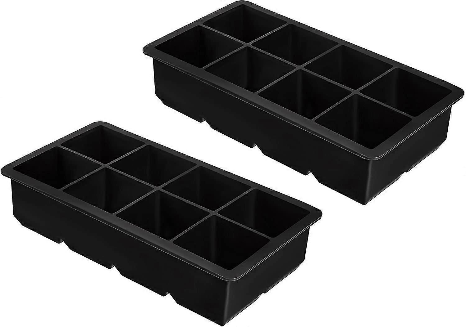 Set Of 2 Xxl Ice Cube Trays For Making 8 Huge Ice Cubes Of 5 X 5 Cm Each, Bpa-free Silicone Ice Cube Trays