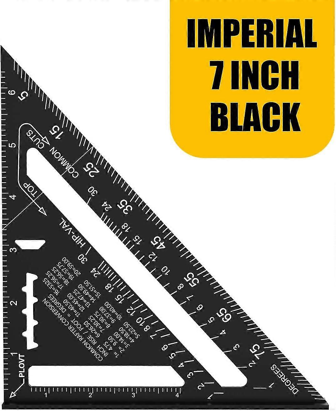 Professional Imperial Triangle Square Carpentry Angle Ruler Protractor High Precision Rafter Square Carpenter Alloy Measuring Tool (7 In, Black)