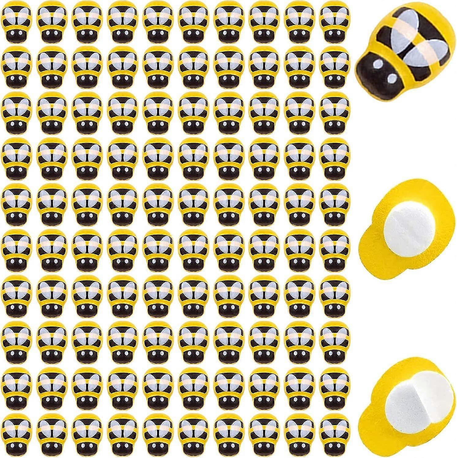 100 Pack Tiny Wooden Bee Flatback Embellishment For Craft Scrapbooking Diy Decor