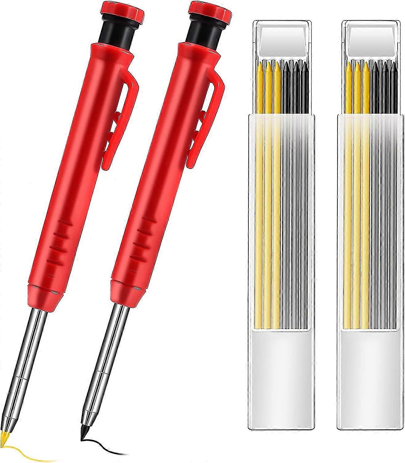 2pcs mechanical carpentry pencils automatic,strong including 2pcs pencil sharpener and 12pcs pencil leads