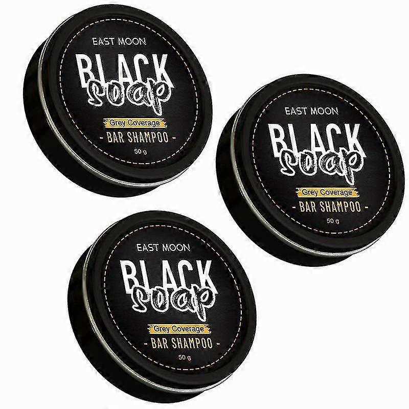 3x Grey Coverage Bar Shampoo Hair Darkening Black Soap For Men's Grey Hair Cover