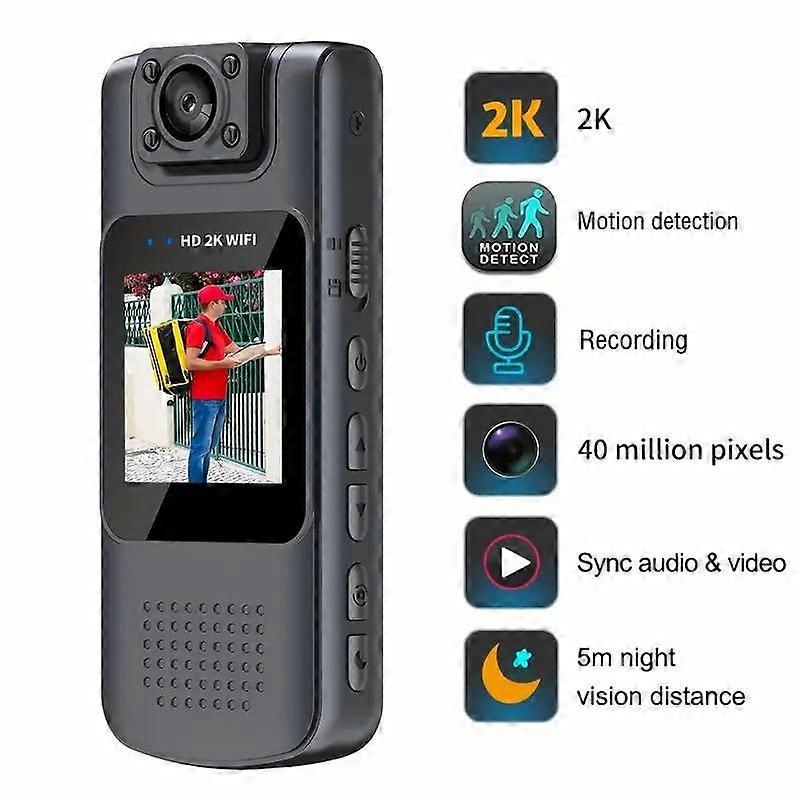 Protable Body Camera Wireless Mini Camera Mini Camcorder 2K HD Home Security Camera Smallest Camera HD Lens 180 Rotation With 32GB Card For Sport Trav