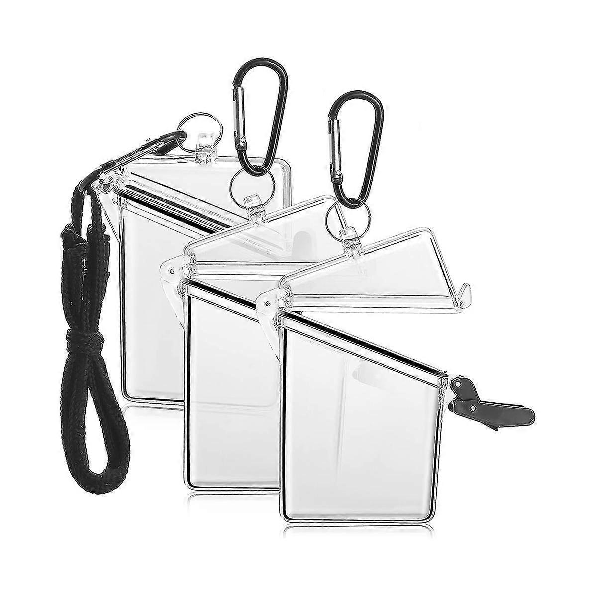 מקרה מחזיק כרטיס מזהה עמיד למים עם שרוך, שקוף מחזיק כרטיס עמיד למים שרוכים עבור תגי זיהוי