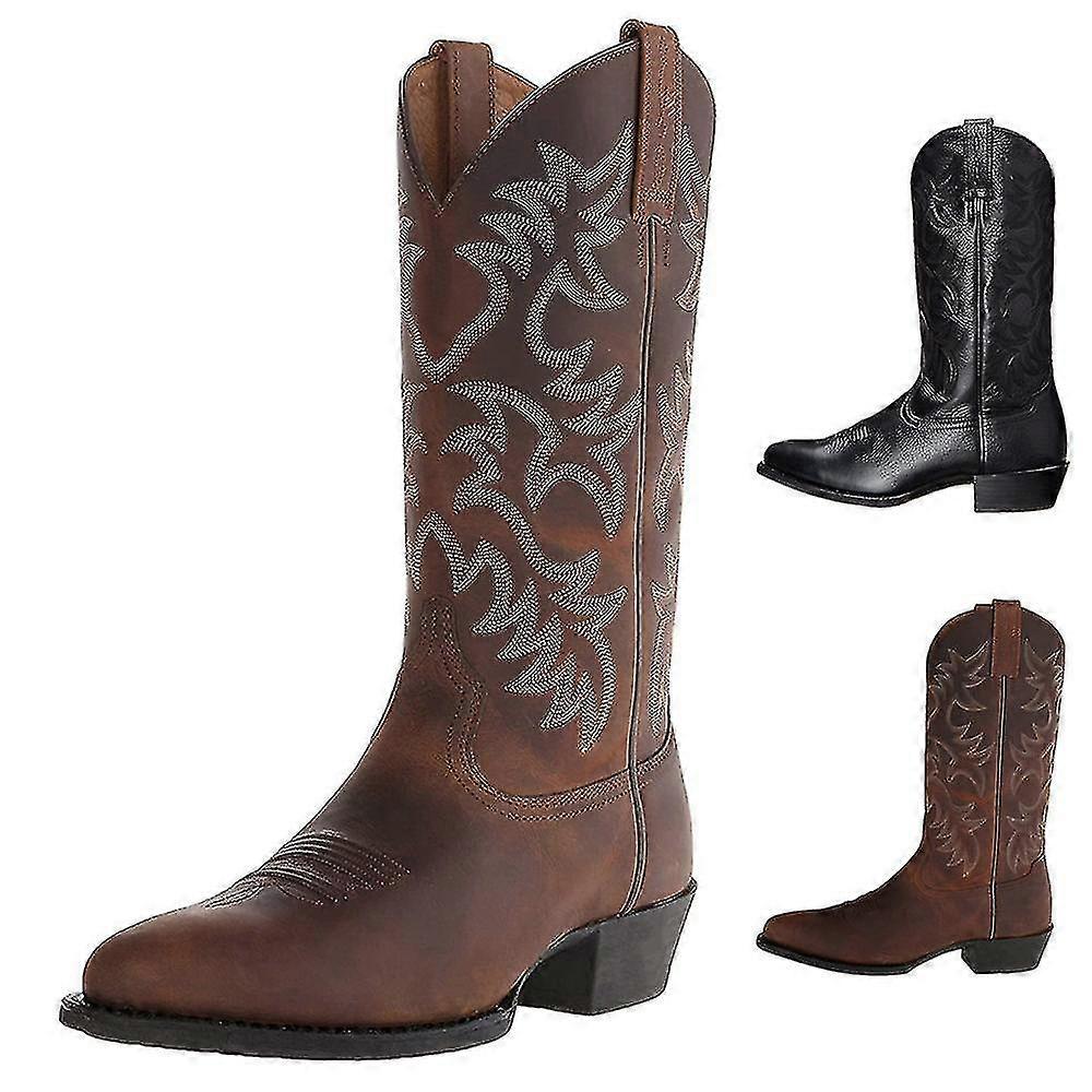 Erkek Botları Kovboy Botları Vintage Western Botları Cavender's / tecovas Botları Klasik Açık Pu Siyah Kahverengi Sonbahar Kış