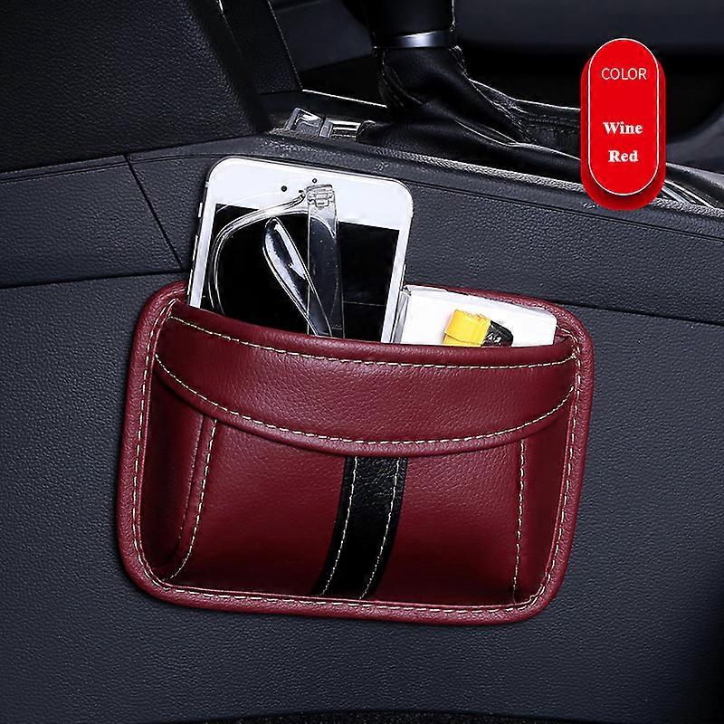 Universal Car Storage Box Multifunction PU Leather Protable Organizer Box Paste Type Debris Hanging Mobile Phone Storage Shelf
