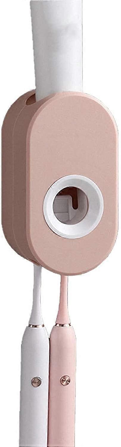 Wall Mounted Toothpaste Dispenser, 2 in 1 Toothpaste Dispenser Toothbrush Holder, Multi Functional Toothpaste Dispenser, with Super Sticky Suction Pad