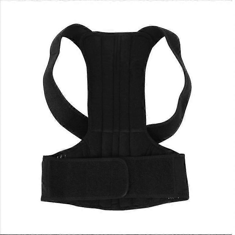 Lumbar Upper Lower Back Support Strap Belt Adjustable Posture Corrector Shoulder Relief Brace(1pcs,Black)
