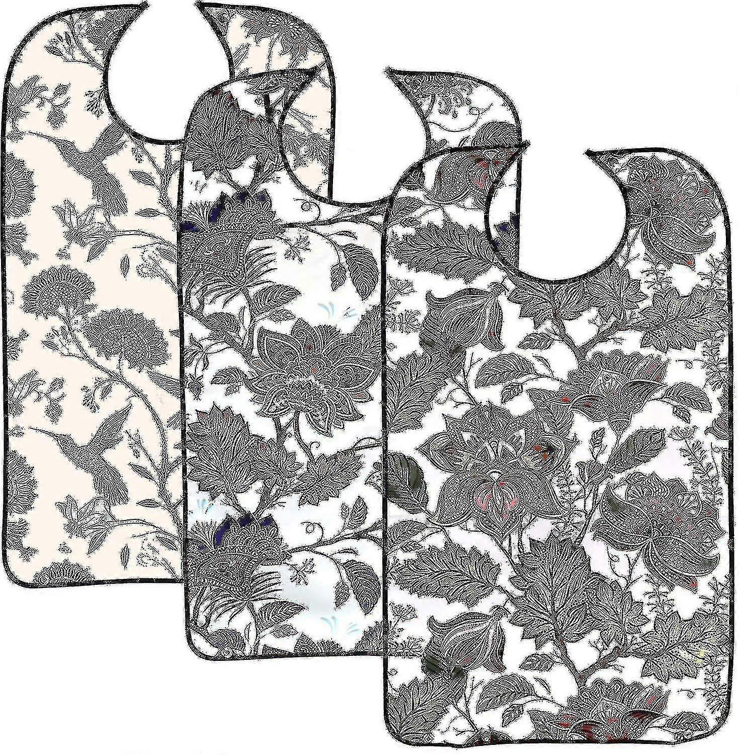 3 مرايل للبالغين متوافقة مع الأكل ، مرايل للبالغين مع ماسك فتات ، قابلة للغسل