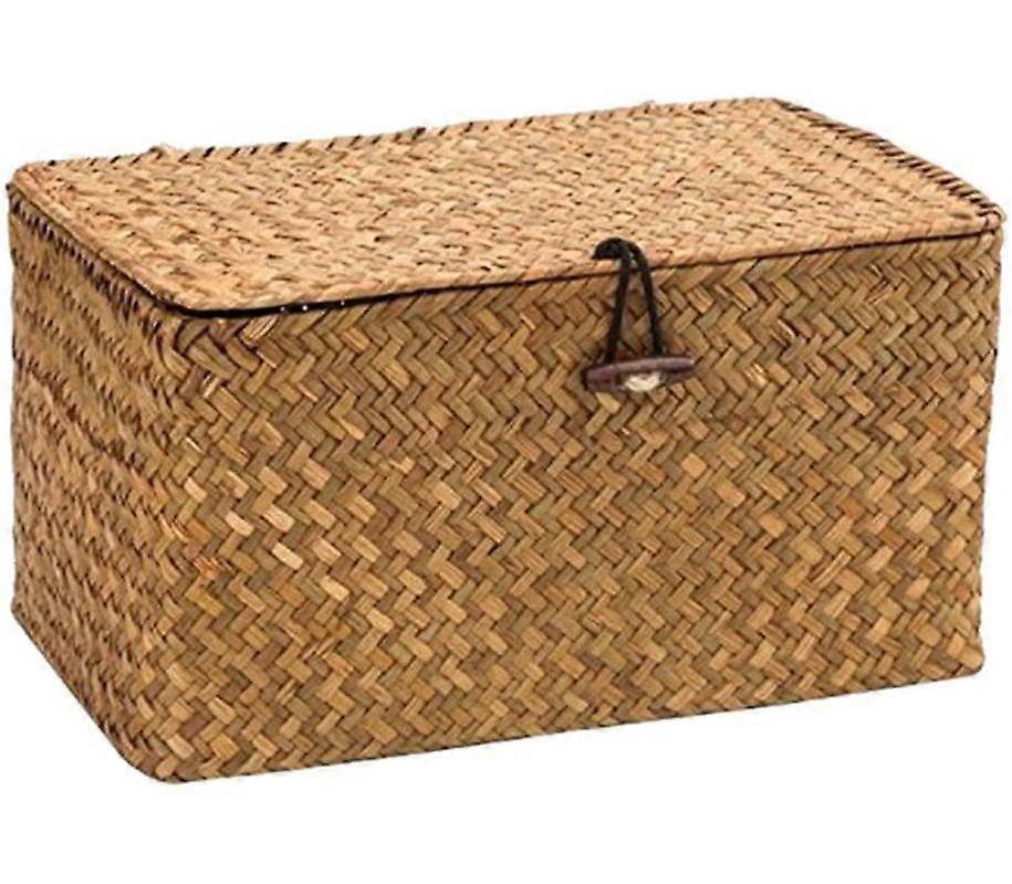 Practical Seagrass Storage Box - Decorative Cosmetics Storage with Lid