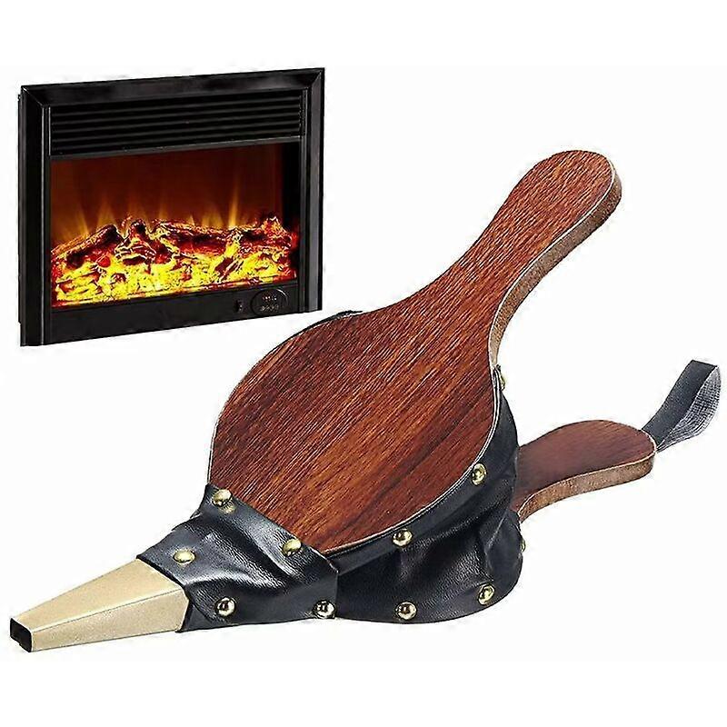 煙突ベローズ39 x 17 cmファイヤーピットブロワー用大型木製ベローズ屋外キャンプバーベキューグリル用鋳鉄ノズル