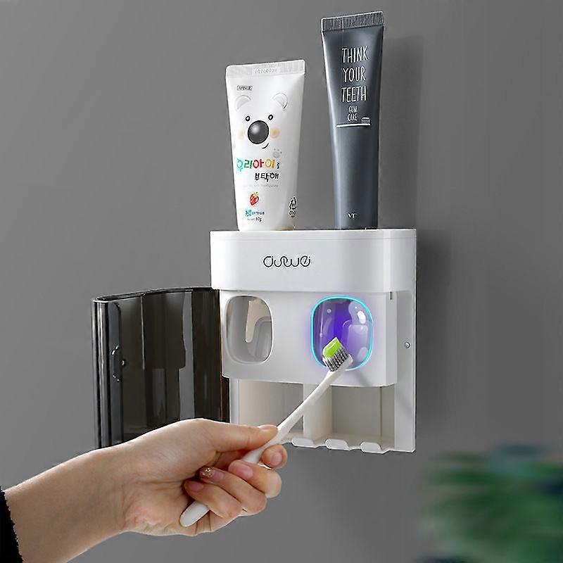Wall Mount Automatic Toothpaste Dispenser Waterproof Toothpaste Squeezer Toothbrush Holder Dustproof Cover Bathroom Accessories