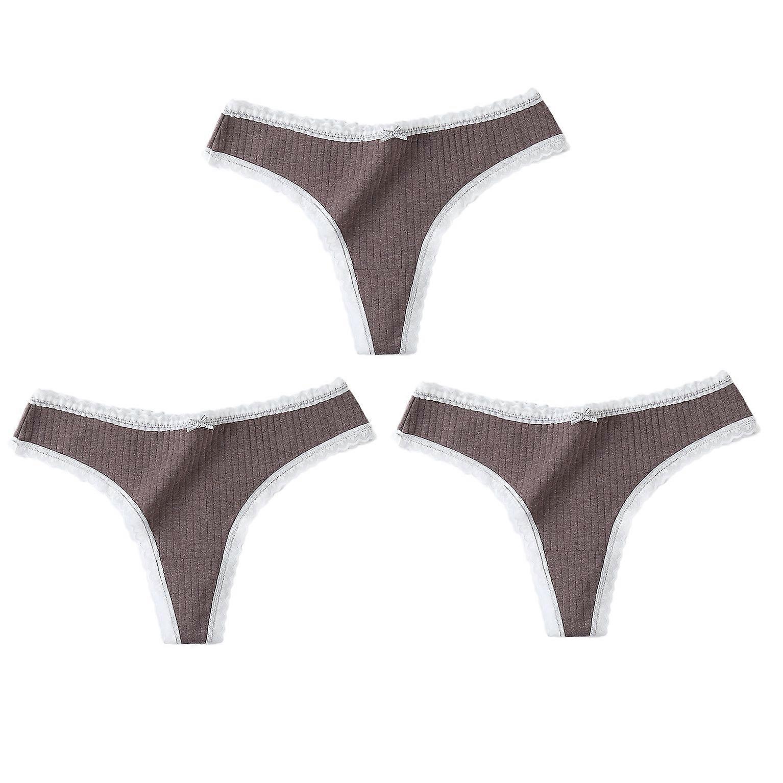 3pcs Women's Thongs Mulberry Silk Briefs Lace Seamless Lingerie Sexy Bikini Beachwear
