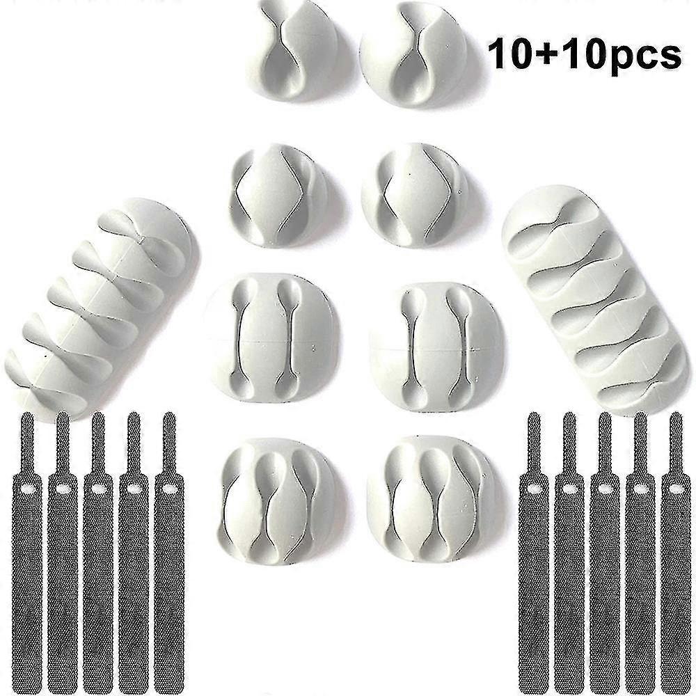 20 Piece Cable Management Organiser 10 Cable Holders 10 Cable