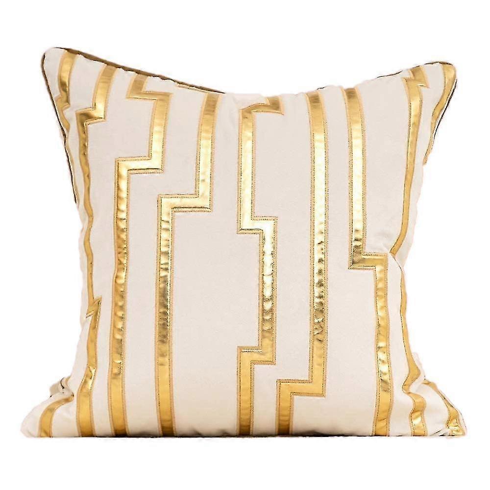 Geometric Gold Leather Striped Cushion Cases Luxury European Throw Pillow Covers Decorative Pillows