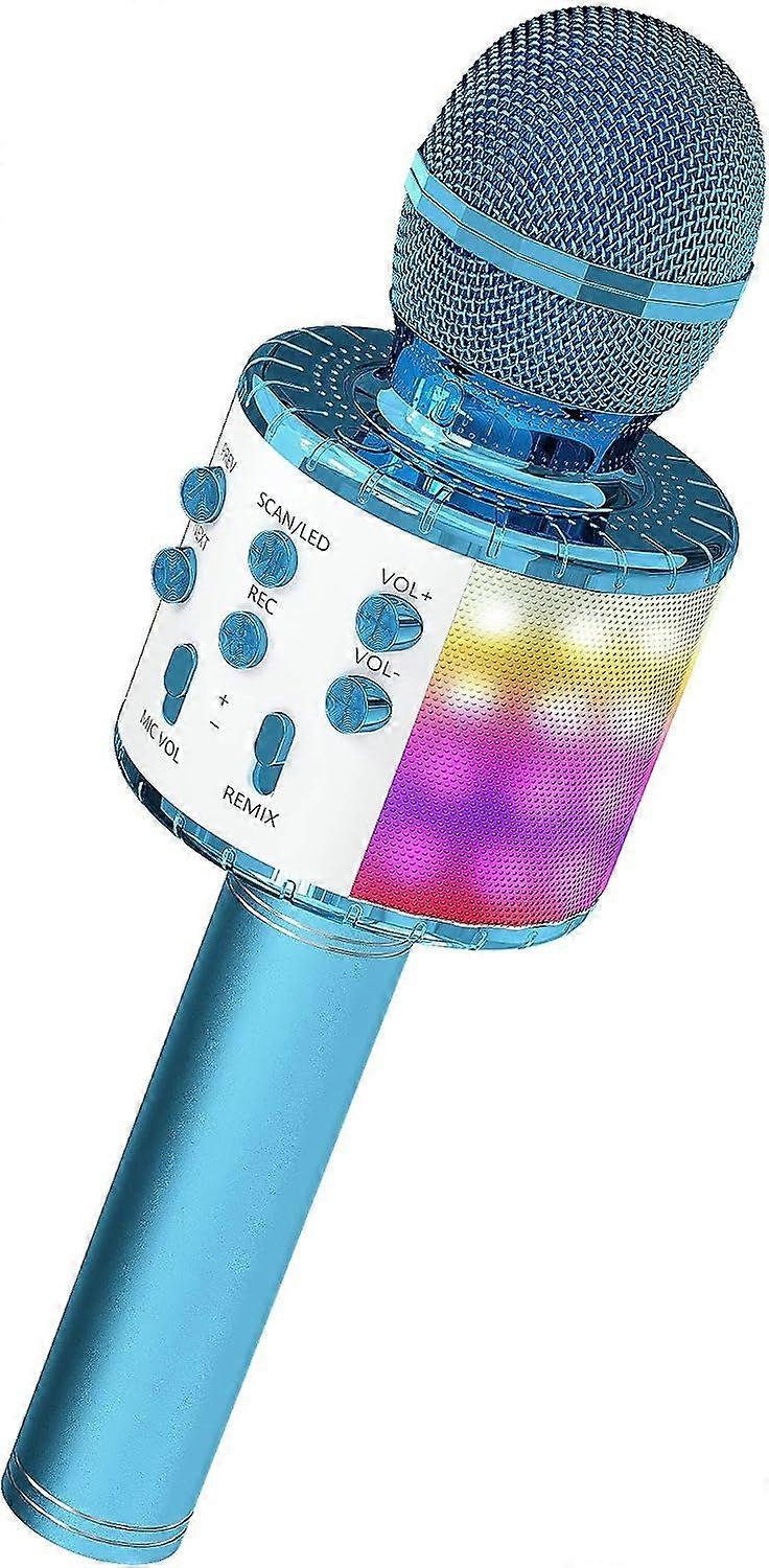 Karaoke Microphone for Kids, Wireless Bluetooth Karaoke Microphone with LED Lights, Portable Handheld Mic Speaker gift