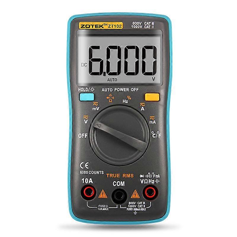 ZT102 Digital Multimeter 6000 counts Back light AC/DC Ammeter Voltmeter Ohm Frequency Diode Temperature