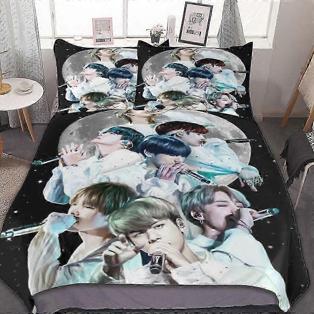 o927 Lençóis Kpop B Roupa de cama Se3 peças, adequado para grupos de fãs com escolha, leve respirável com edredom Cove (1 capa de edredom e 2 Pillo