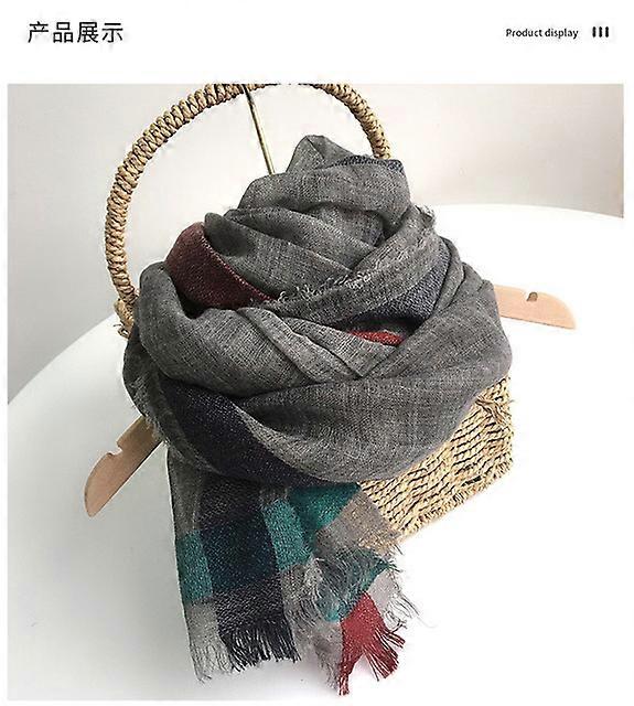 Autumn And Winter Wool Scarfs For Ladies 100*200 Checkered TurbansFor Women