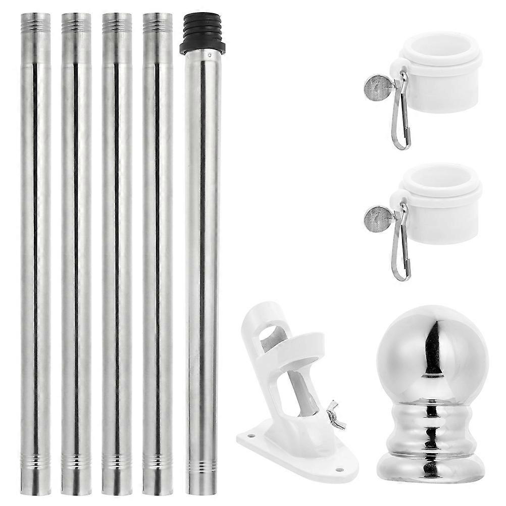 1 Set of 1.8m Flag Pole Set Stainless Steel Flagpoles Flag Poles With Buckles