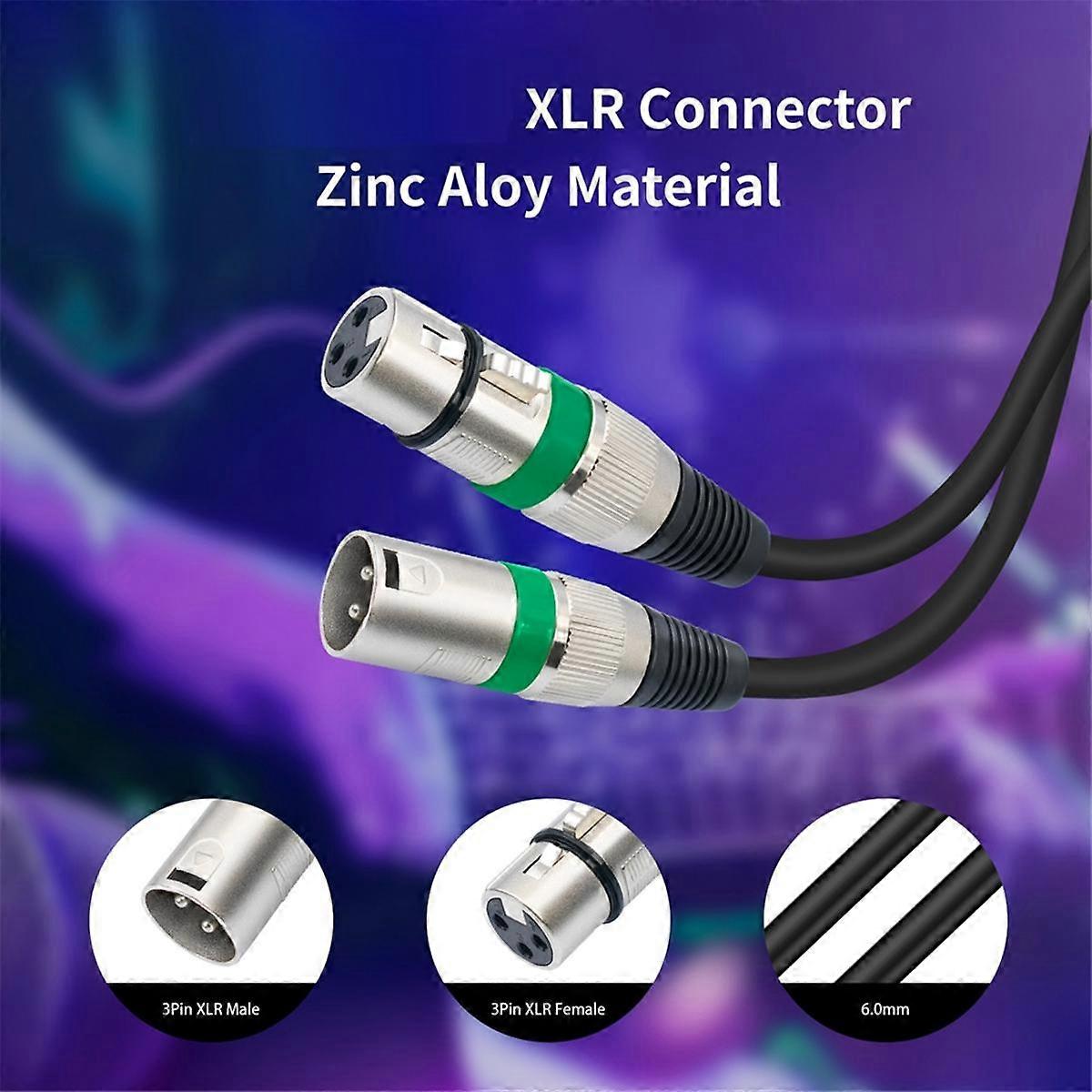 10 stk DMX512 XLR-kabel mannlig til kvinnelig lydkabel 3-pinners DMX-kabel for mikrofonmikserforsterker 1,5 m