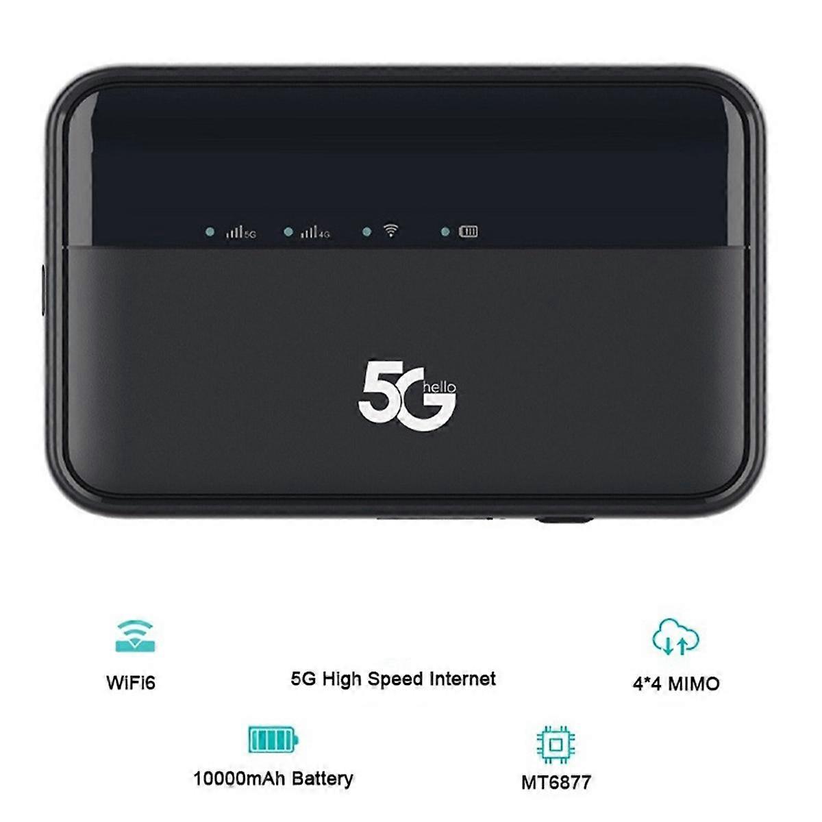 5G Router Unlocked Mifi Modem Mobile Hotspot WiFi Router with SIM Card Slot 10000mAh Wireless WIFI6