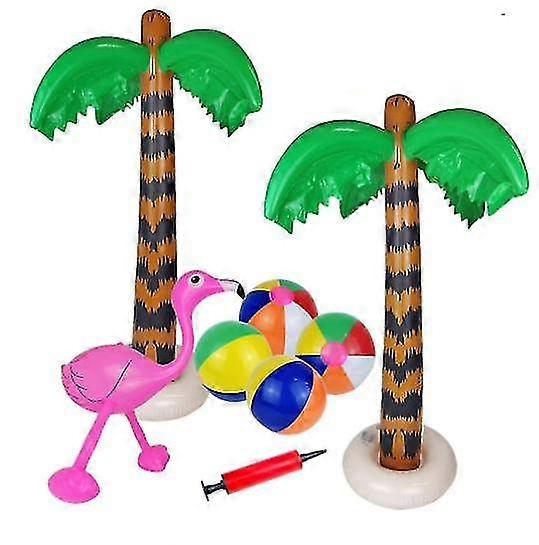 8 Pcs Inflatable Palm Trees Flamingo Toys Inflatable Beach Balls Pineapple