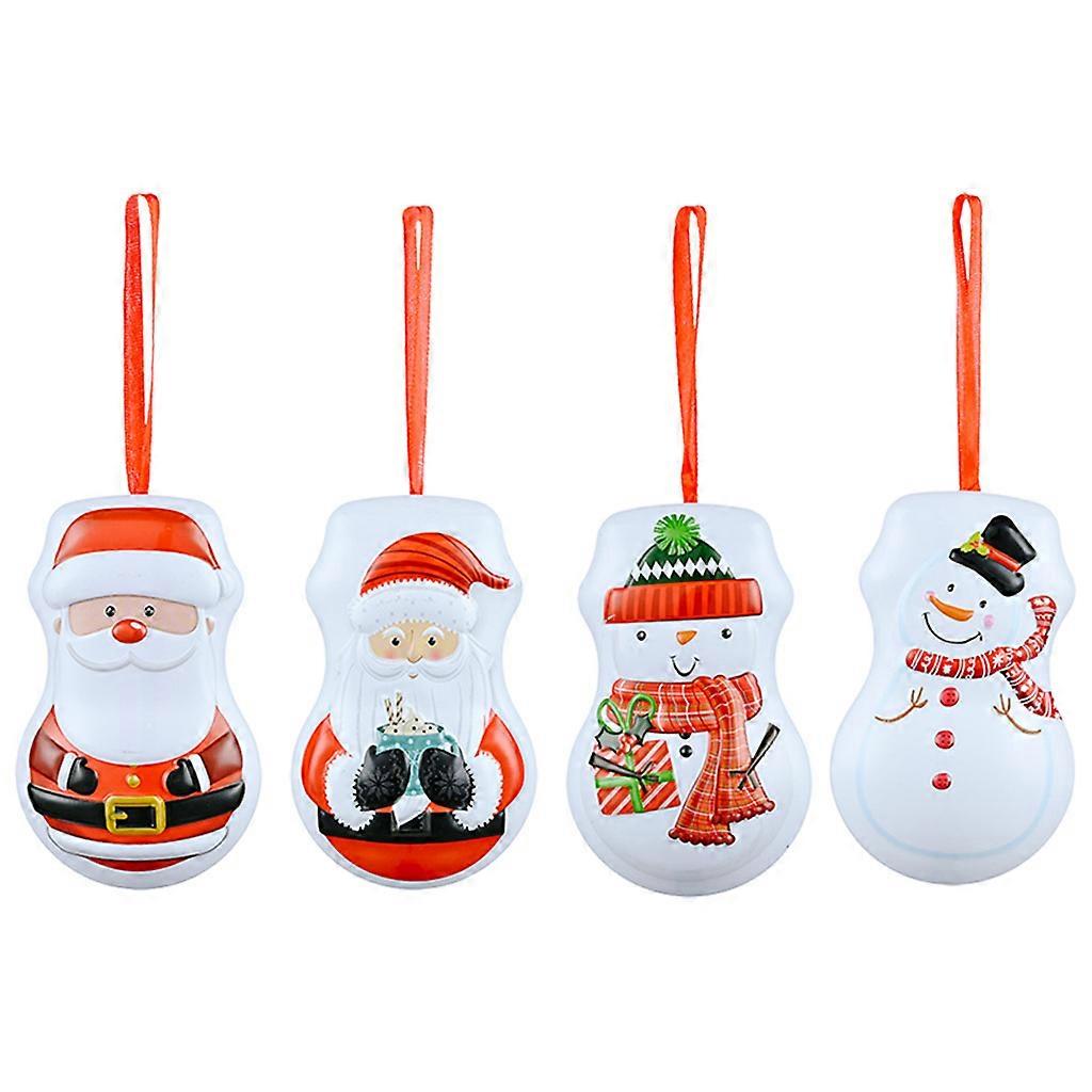 Christmas Tinplate Candy Box Gourd Shaped Detachable Storage Jar for Xmas Tree