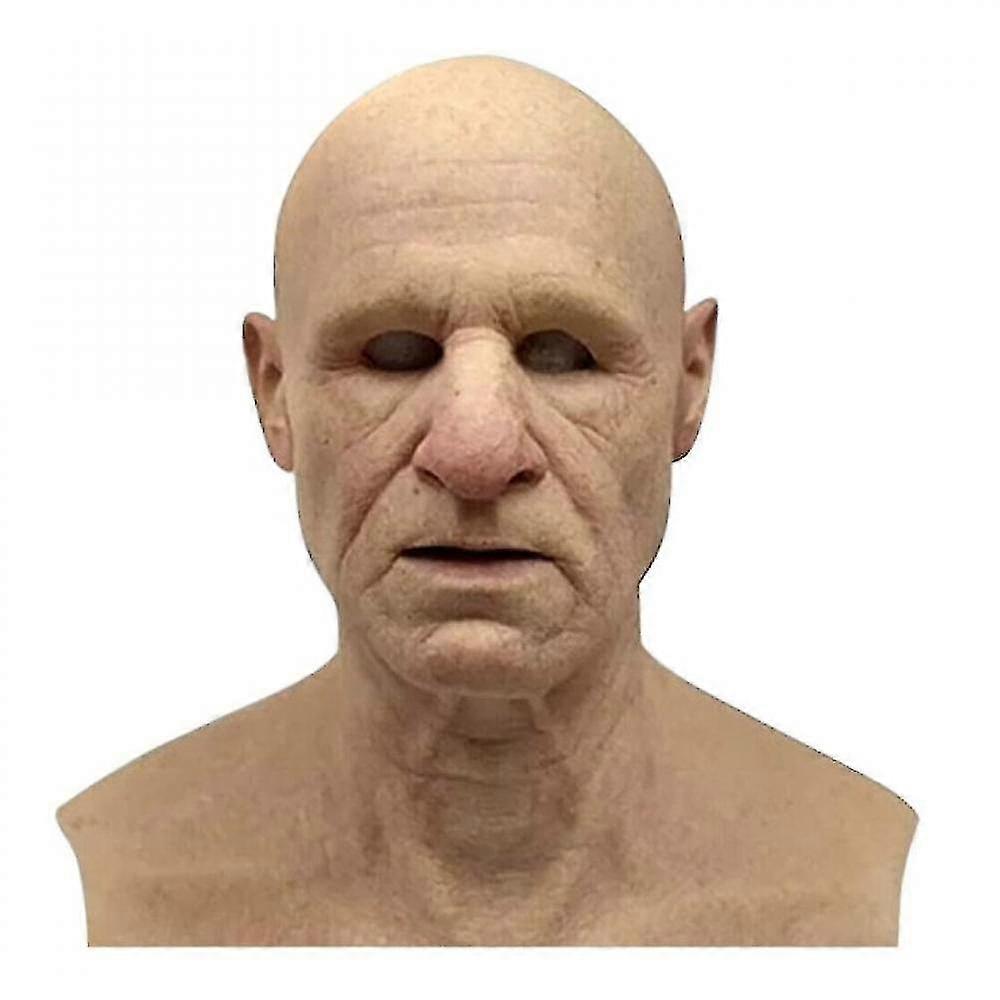 Full Latex Mask For Halloween With Neck Full Head Creepy Wrinkle Face Mask Latex Mask Cosplay Party Props