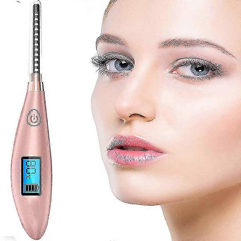 Heated Eyelash Curler Motorized 3 Temperature Levels Usb Rechargeable With Lcd Display Silver Rose