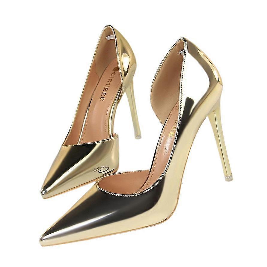 Thin High Heel Shoes Metal Color Simple All-match