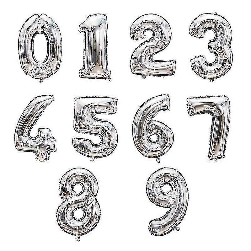 32 polegadas Número Decorações Decorações De folhas de balão de folha tamanho, cor6, prata