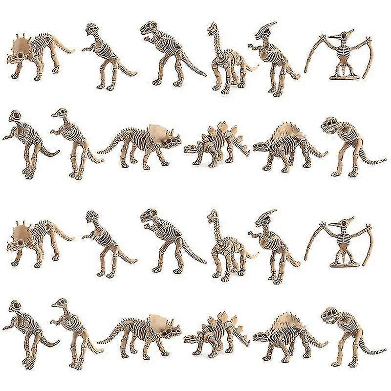 24pcs Dinosaur Petrifaction Skeleton, Assorted Figures Dino Bones, Educational-MXBC
