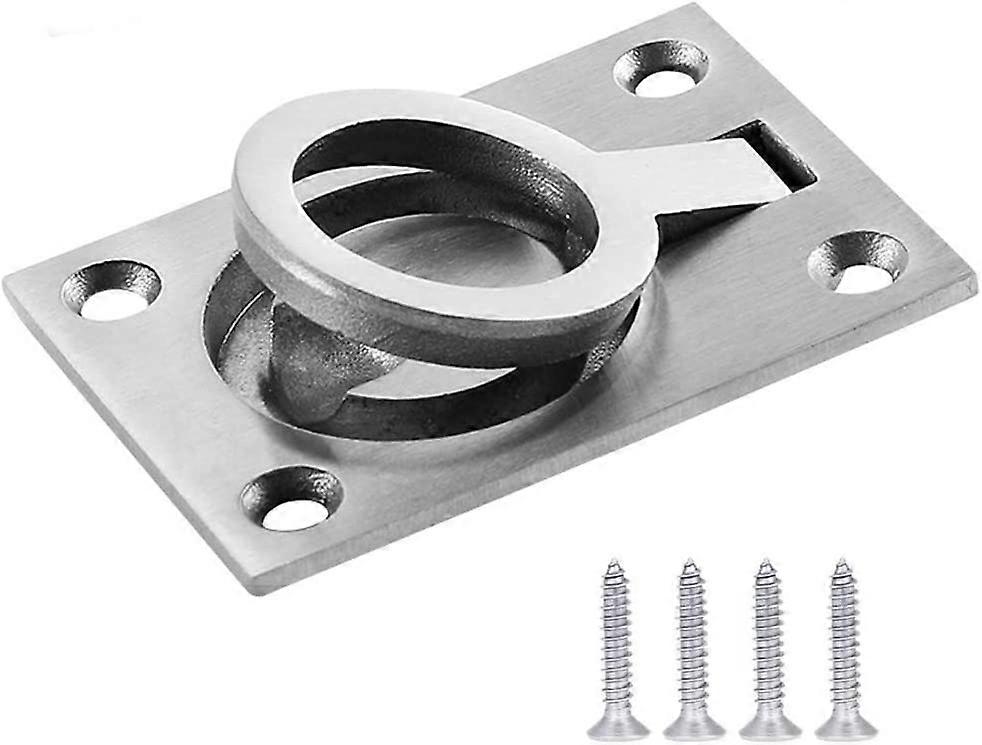 Marine Stainless Square Pull Ring Handle with Four Mounting Screws