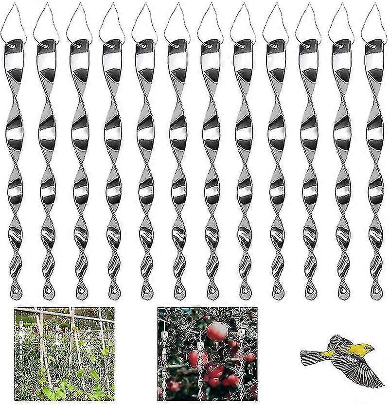 12 Pieces Bird Repellents, Reflective Repellents Bird Scarer, Spiral Bird Bar 360 Degree Reflective Spiral Lighted-niubi