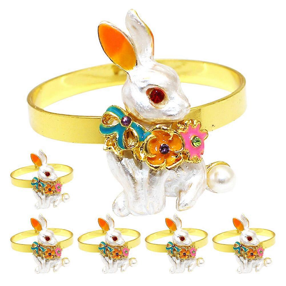 6pcs Napkin Rings Easter Themed Rabbit Serviette Rings Easter Table Decoration