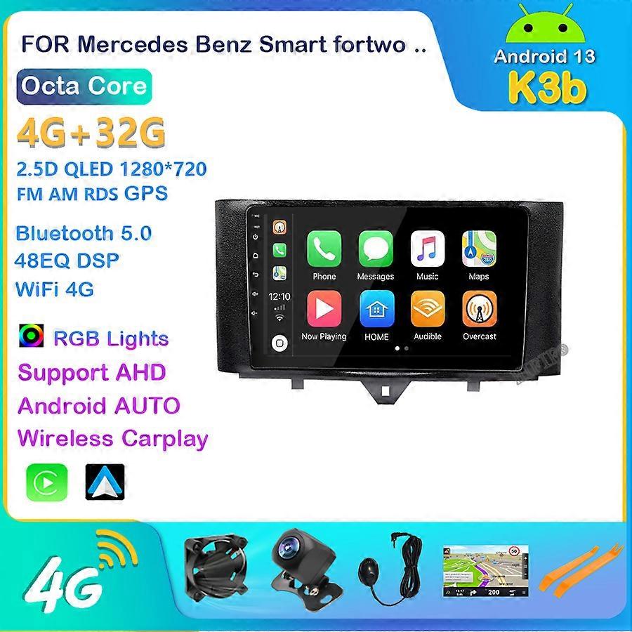 Carplay Android 13 For Smart Fortwo W451 2006~2016 Stereo Radio Video Wifi Carplay Map GPS Nav Navi Navigation Multimedia No DVD