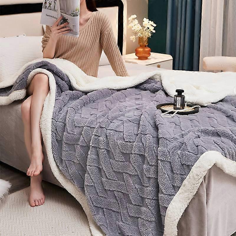 Tuff Fleece Double Layer Blanket Sheep Cake Fleece Thickened Cover Blanket Dormitory Double Sided Fleece Blanket Warm Nap Blanket (D-4-0)