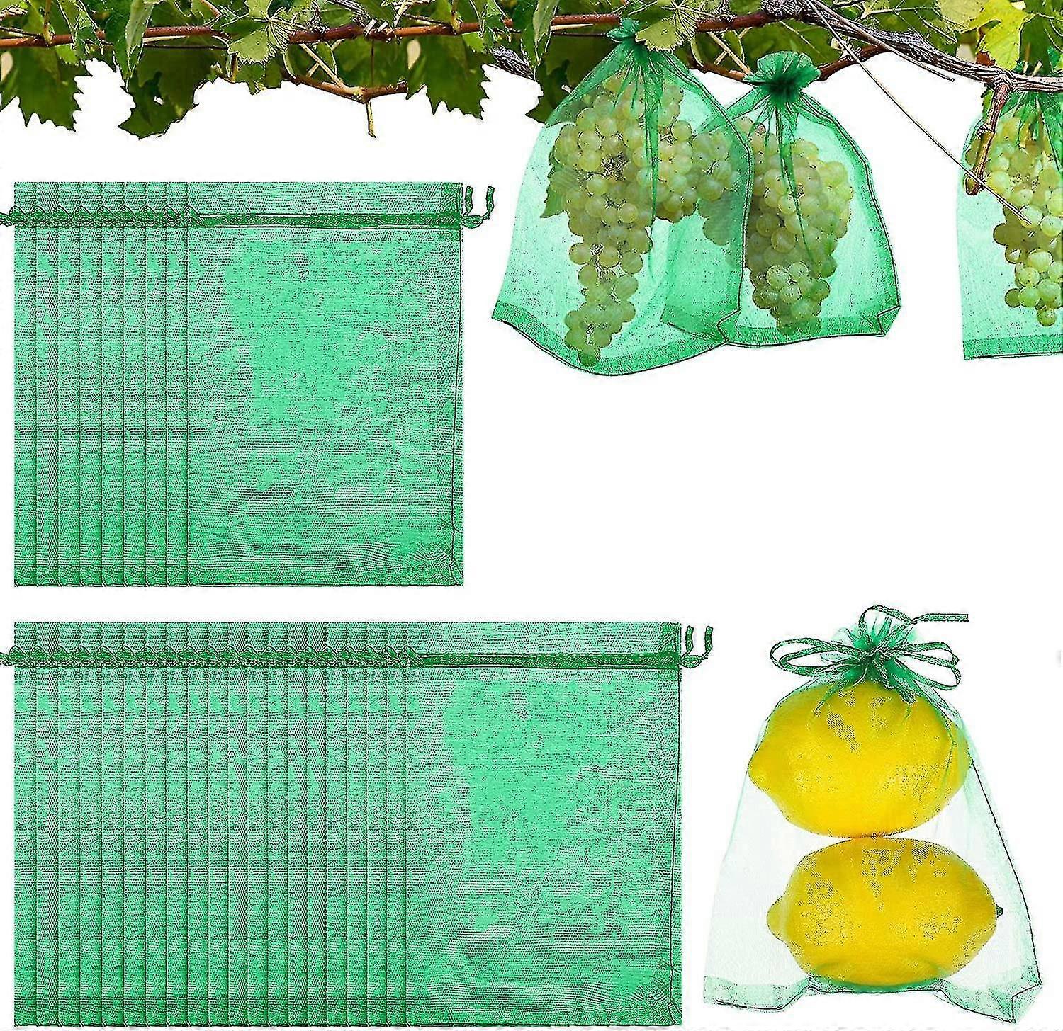 100pcs Fruit Protection Bags, Fruit Netting Bags For Fruit Trees, Fruit Cover Net Bags With Drawstring Netting Barrier Bags