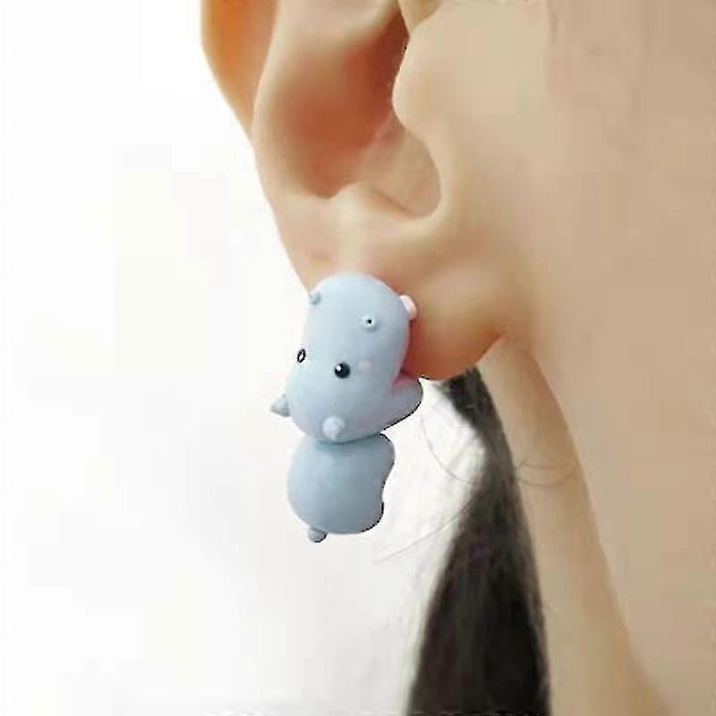 Small Animal Hippo Stud Earrings-r